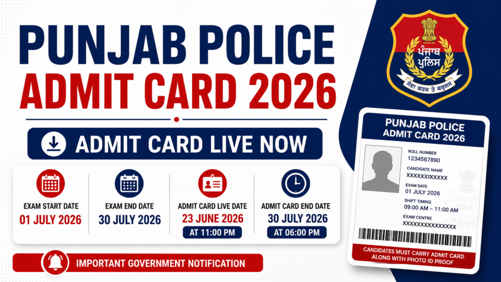 Punjab Police Admit Card 2026